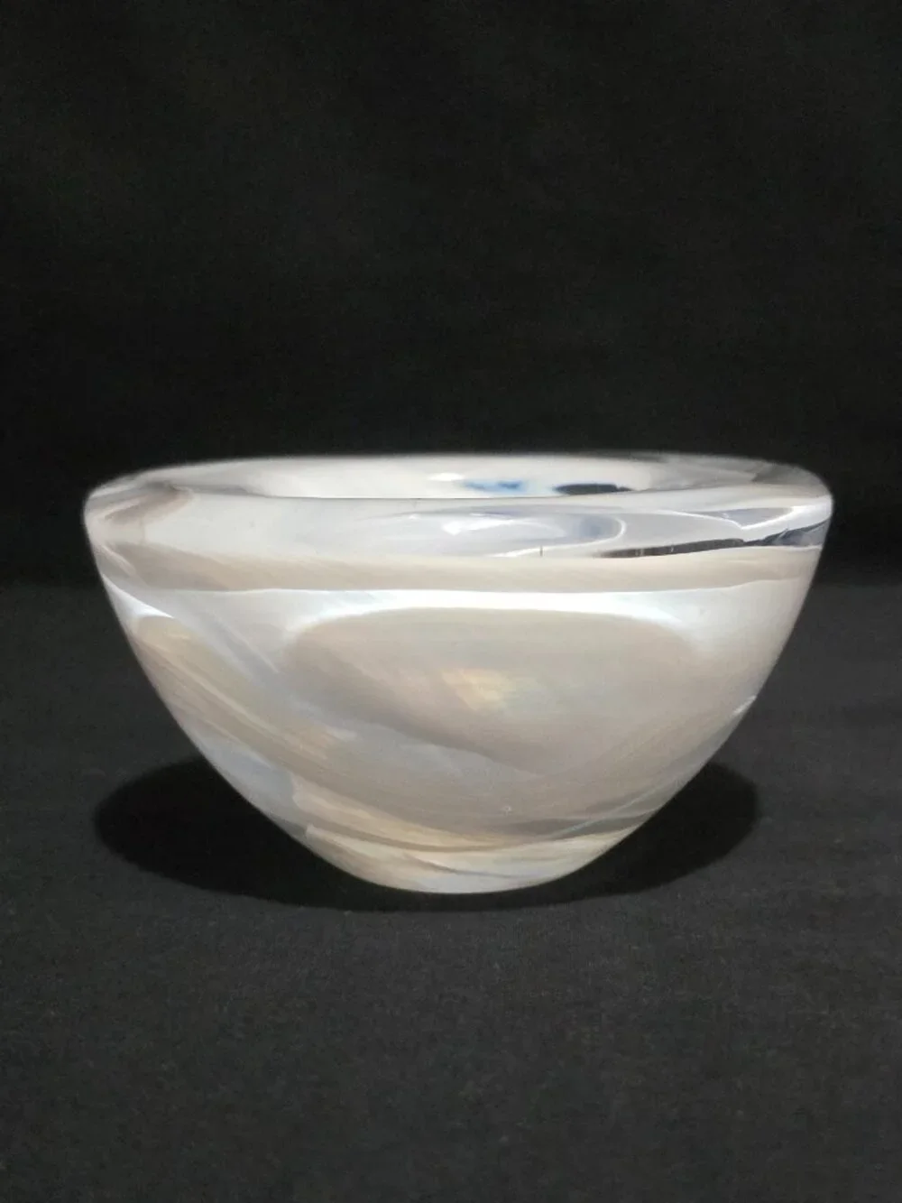 KOSTA BODA Atoll Votive Candle Holder - White Clear Swirl